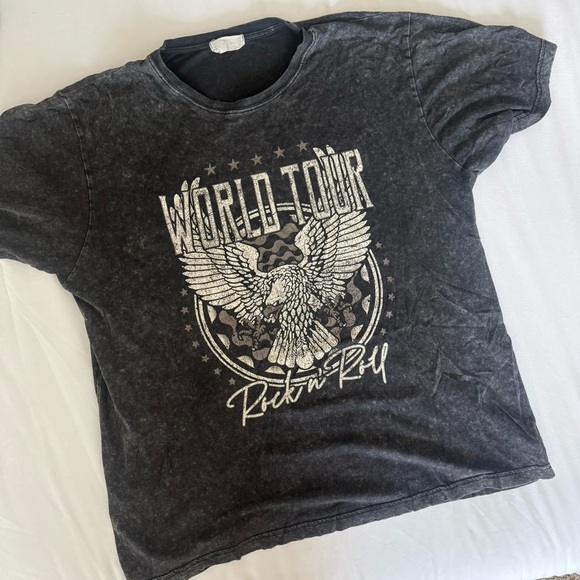 Altar'd State Tops - Altar'd State Black Graphic Tee with Eagle Design Rock n’ Roll